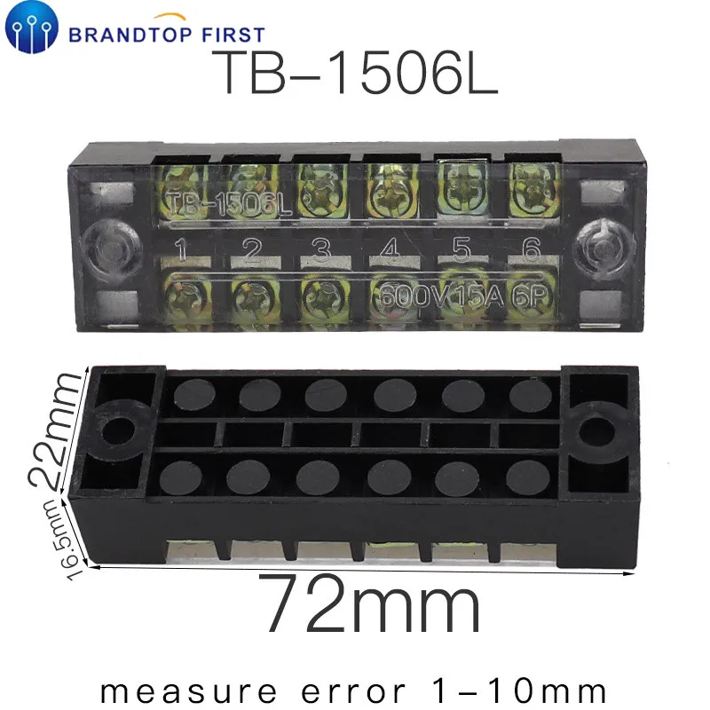TB-1506 Терминал 600V 15A TB-1503 TB1504 TB1505 TB1506 TB-1510 TB-1512 провод Барьер Блок Клеммная лента - Цвет: TB-1506