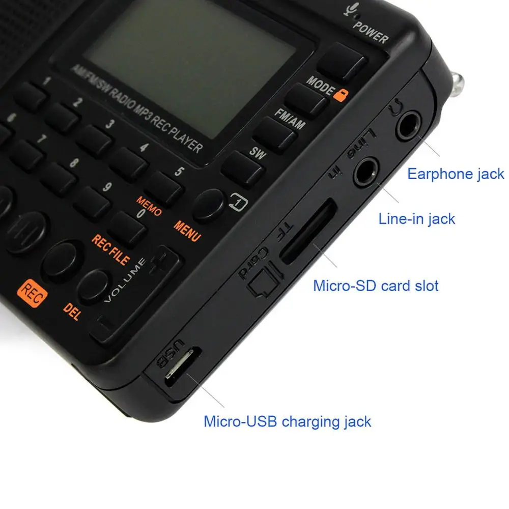 Retekess V115 карманное радио ресивер FM-AM SW портативное с USB MP3 цифровой рекордер