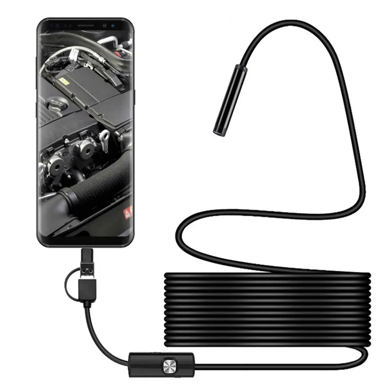TYPE C USB Mini Endoscope Camera 7mm 2m 1m 1.5m Flexible Hard Cable Snake Borescope Inspection for Android Smartphone PC | Безопасность