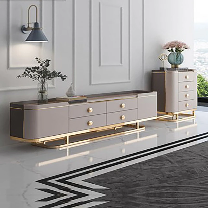 

Nordic new style marble light luxury coffee table TV cabinet post-modern minimalist combination furniture high model room