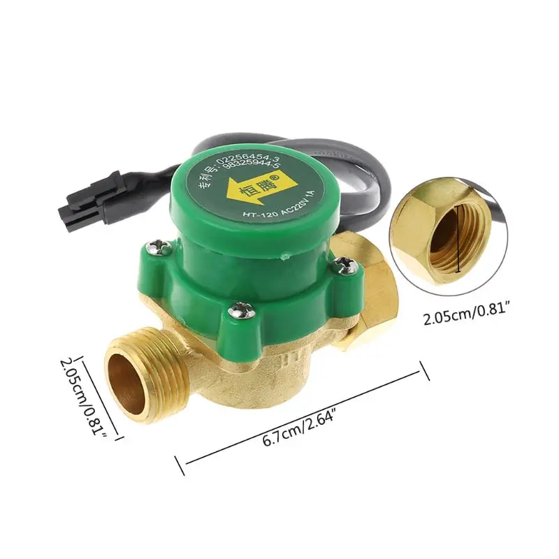 

2021 NEW HT-120 G1/2 "-1/2" Water Circulation Pump Flow Switch Cold & Hot Water 1.5A