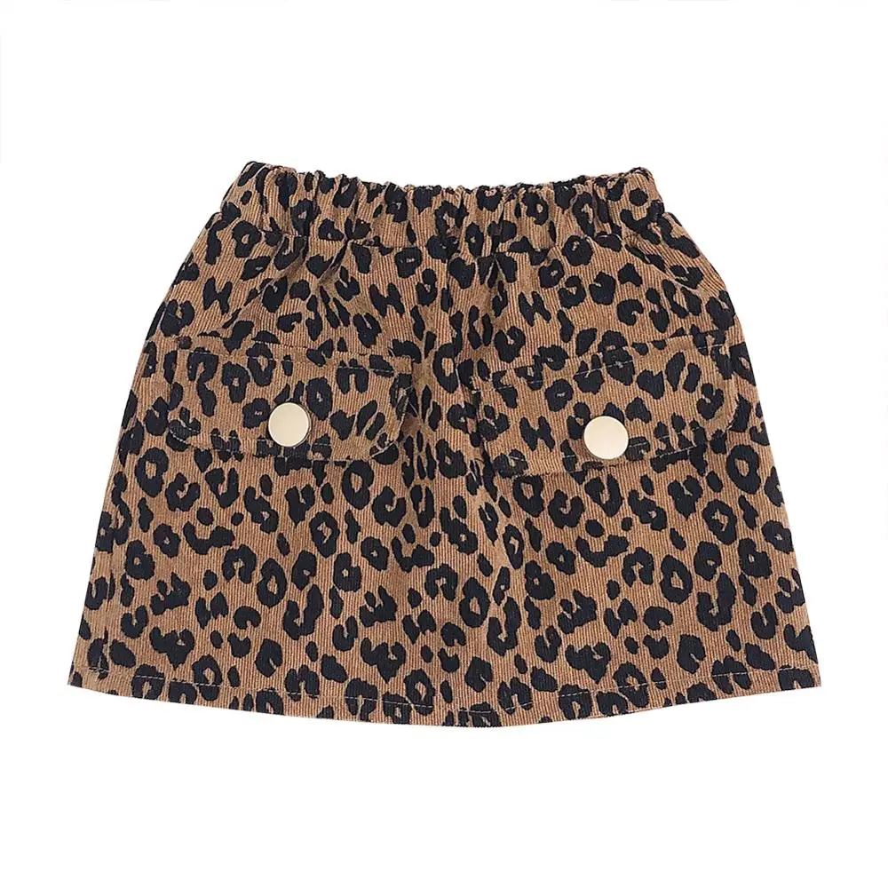 Летняя юбка для девочек Милая Короткая с леопардовым принтом маленьких