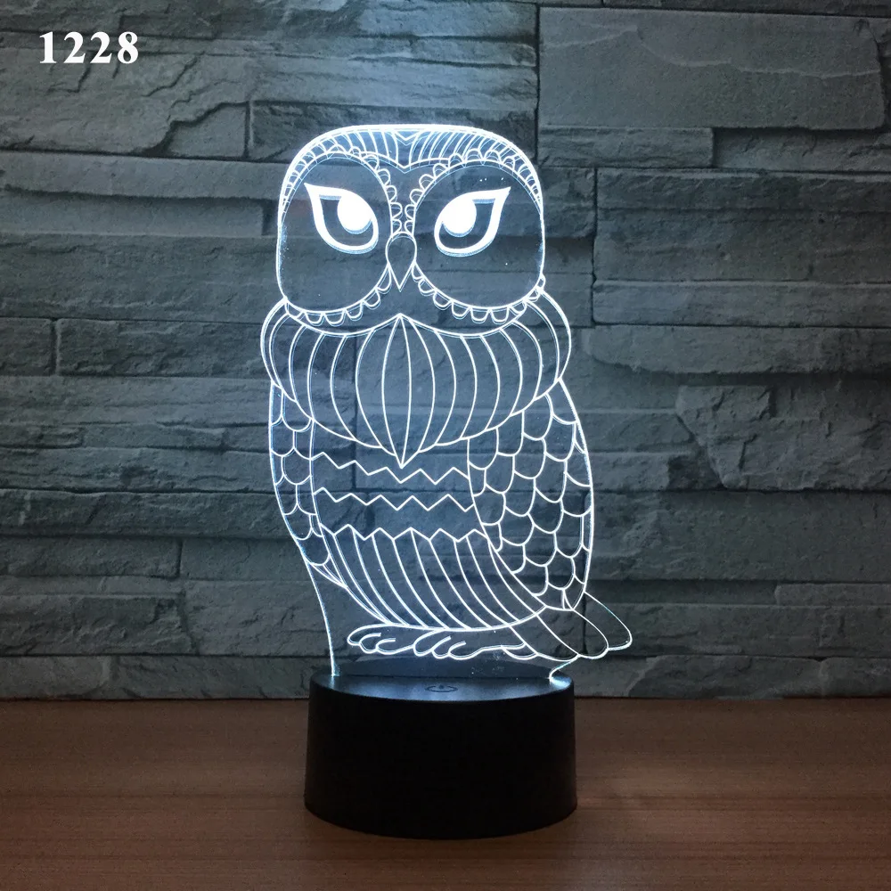 Night Light 7 Color Changing Led Kids Bedside Sasuke Modelling Lighting Fixtures 3D Visual Anime USB Owl Desk Lamp Home Decor | Лампы и
