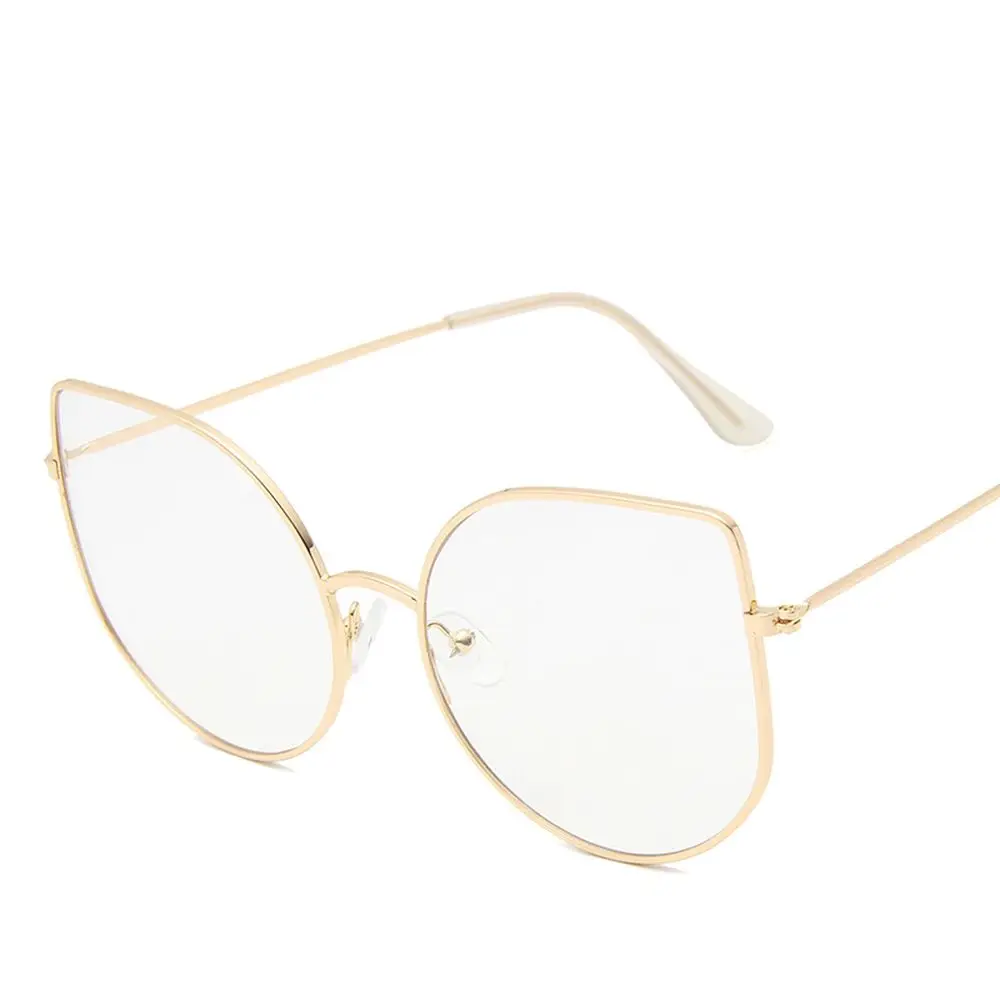 

WOENFEL Vintage Glasses Women Comfy Fashion Cat Eye Eyeglasses Classcial Luxury Anti Blue Light Flat Mirror Metal Frame Eyewear