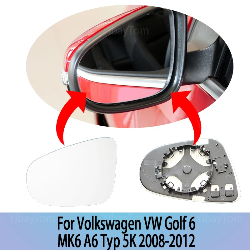 

Стекло для зеркала заднего вида левое и правое с подогревом для Volkswagen VW Golf 6 MK6 A6 Typ 5K 2008-2012