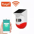 Инфракрасный датчик Tuya на солнечной батарее с Wi-Fi, водонепроницаемый уличный светильник со встроенным аккумулятором и звуковым сигналом, 120 дБ, функция Smart life