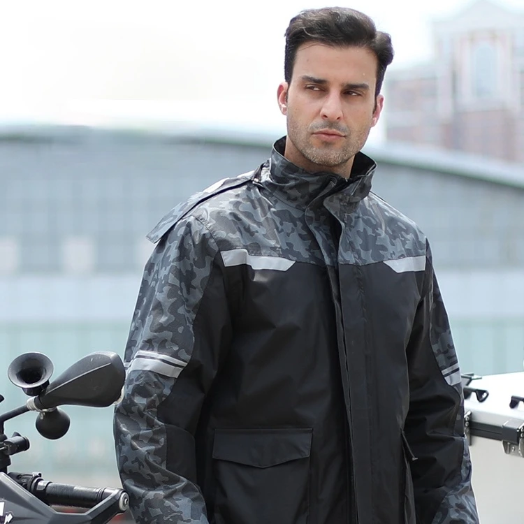 

Reflective Camping Raincoat Set Camouflage Rainwear Men Motorcycle Split Adult Outdoor Chubasquero Cycling Clothing EF50YY