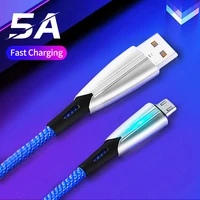 5a micro led usb type c cable 2m for xiaomi samsung huawei android mobile phone charger fast charging microusb data cord charge