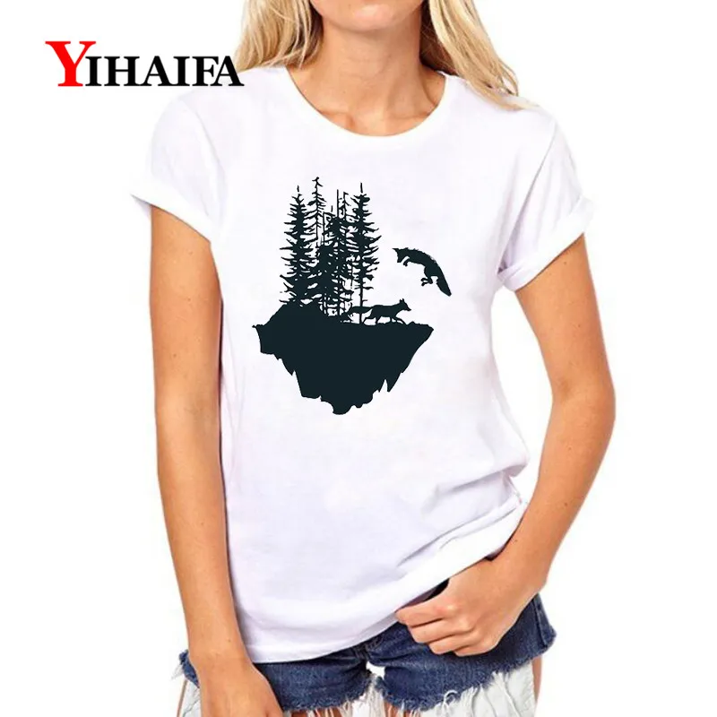 Фото YIHAIFA повседневный костюм для спортзала женская футболка с принтом волка горы