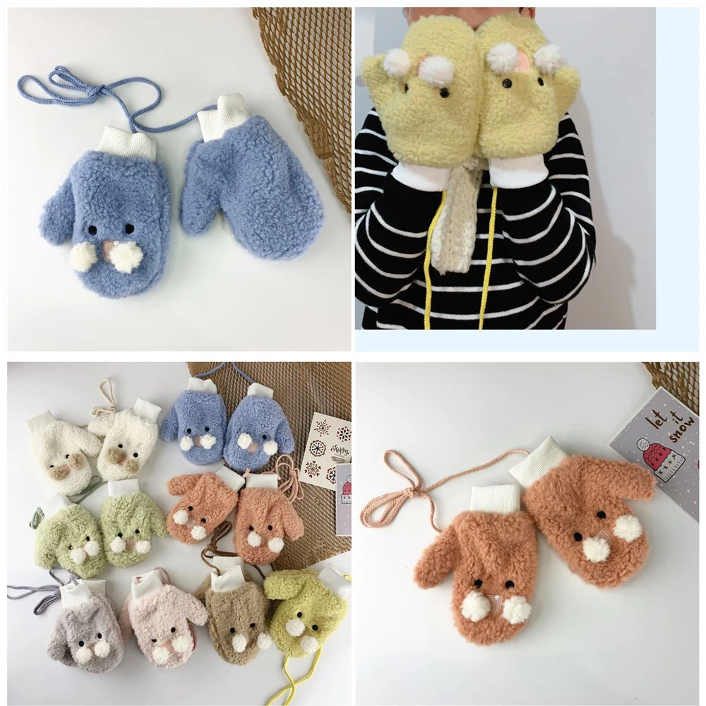 

Children Gloves Winter Boy Girl Full Finger Warmth Kids Students Plus Velvet Thickening Cute Windproof Cartoon Mittens Children