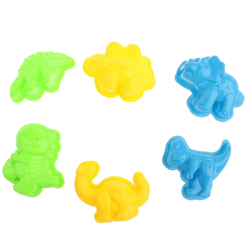 Set of 6 Plastic Sand Molds Dinosaur Beach Sand Castle Molds Sand Box Animal Mould Clay Toys Kids Children Baby Toys