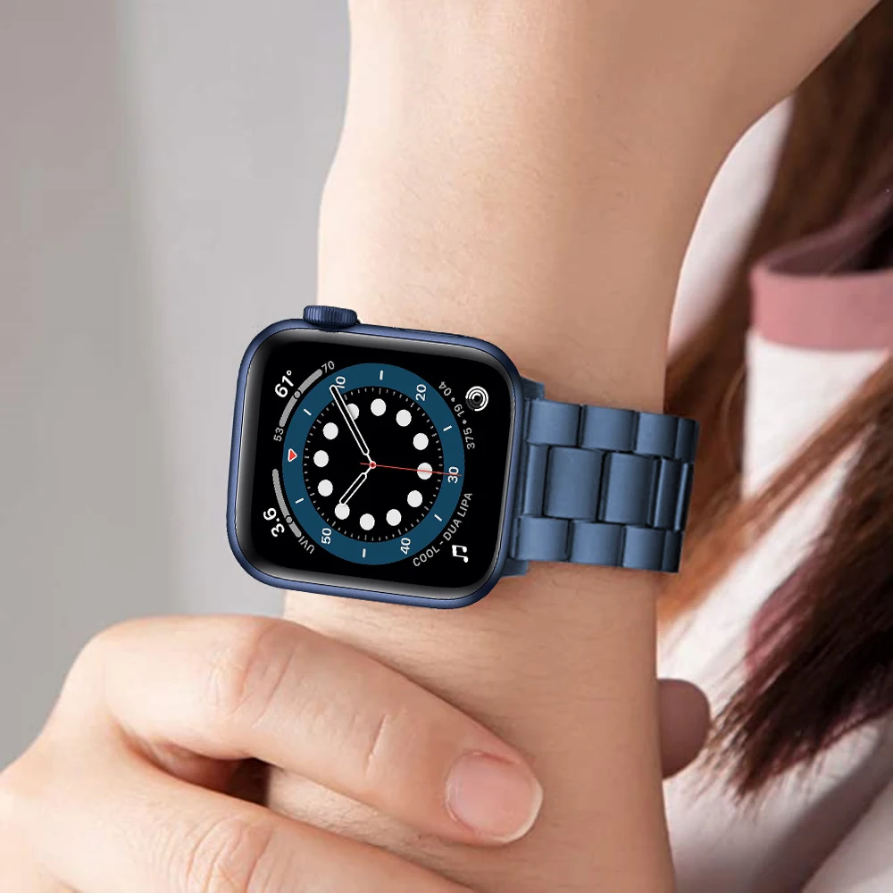 Браслет из нержавеющей стали для apple watch band series 6 5 4 SE 44 мм 40 деловой ремешок iwatch 3 42 38