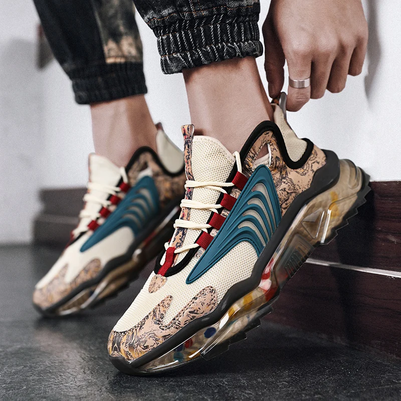 

New Fashion Men Sneakers Outdoor Lace-Up Comfortable Male Casual Shoes Thick Soft Popcorn Sole Walking Footwear Sapato Masculino