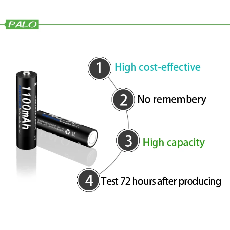 PALO 8 шт./лот набор перезаряжаемых батарей включает 4 шт. AA 3000mAh и 4 шт. AAA 1100mAh Ni-MH AA/AAA аккумуляторные батареи для радио