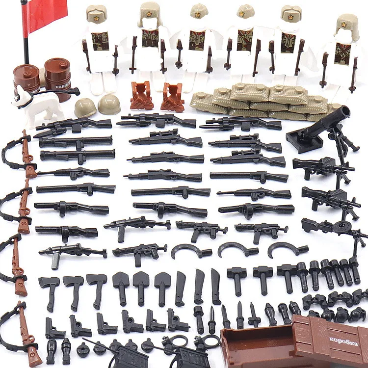 

6pcs Russian Army MILITARY Special Forces Snow Soldiers WW2 CS SWAT Building Blocks Figures Educational Toys Gifts Boys Children