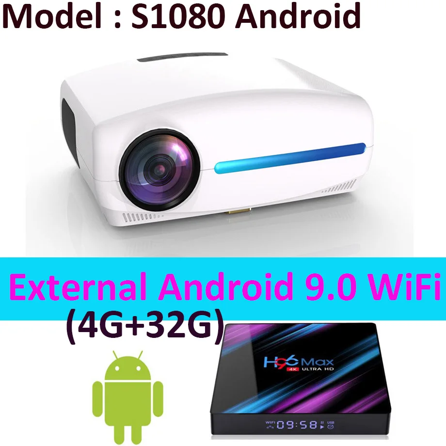 Smartldea 1080P 4K Full HD проектор, Android 9,0 опционально, разрешение 1920x1080P 6500 люмен, светодиодный проектор для домашнего кинотеатра, 3D проектор - Color: Android VersionWhite