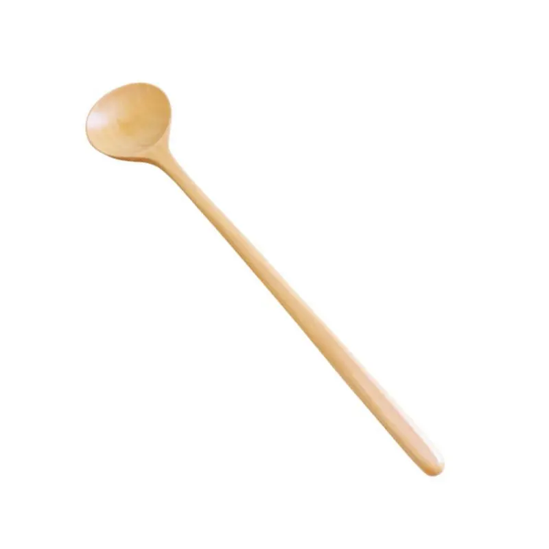 

Creative Solid Wood Long Handle Wooden Spoon Korean Sauce Stir Spoons Japanese Round Mouth Anti-scalding Hot Pot Stirring Eating