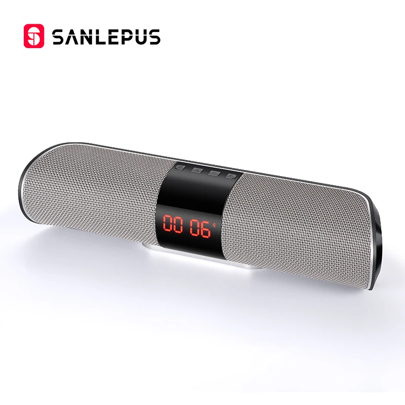 grey SANLEPUS Bluetooth наружный динамик металлический портативный супер бас беспроводной громкий динамик 3D стерео музыка объемный с TFCard Aux - Цвет: grey