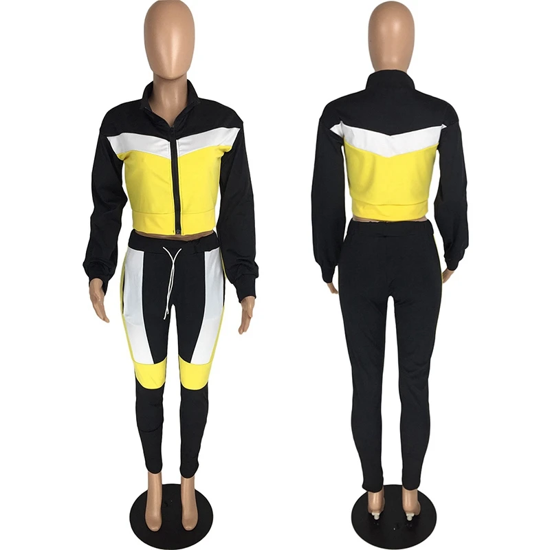 

Patchwork Two Piece Women Set Sport Casual Outfit Sweatshirt Jacket and Sweatpants Set Jogging Femme Sweat Suits Women Tracksuit