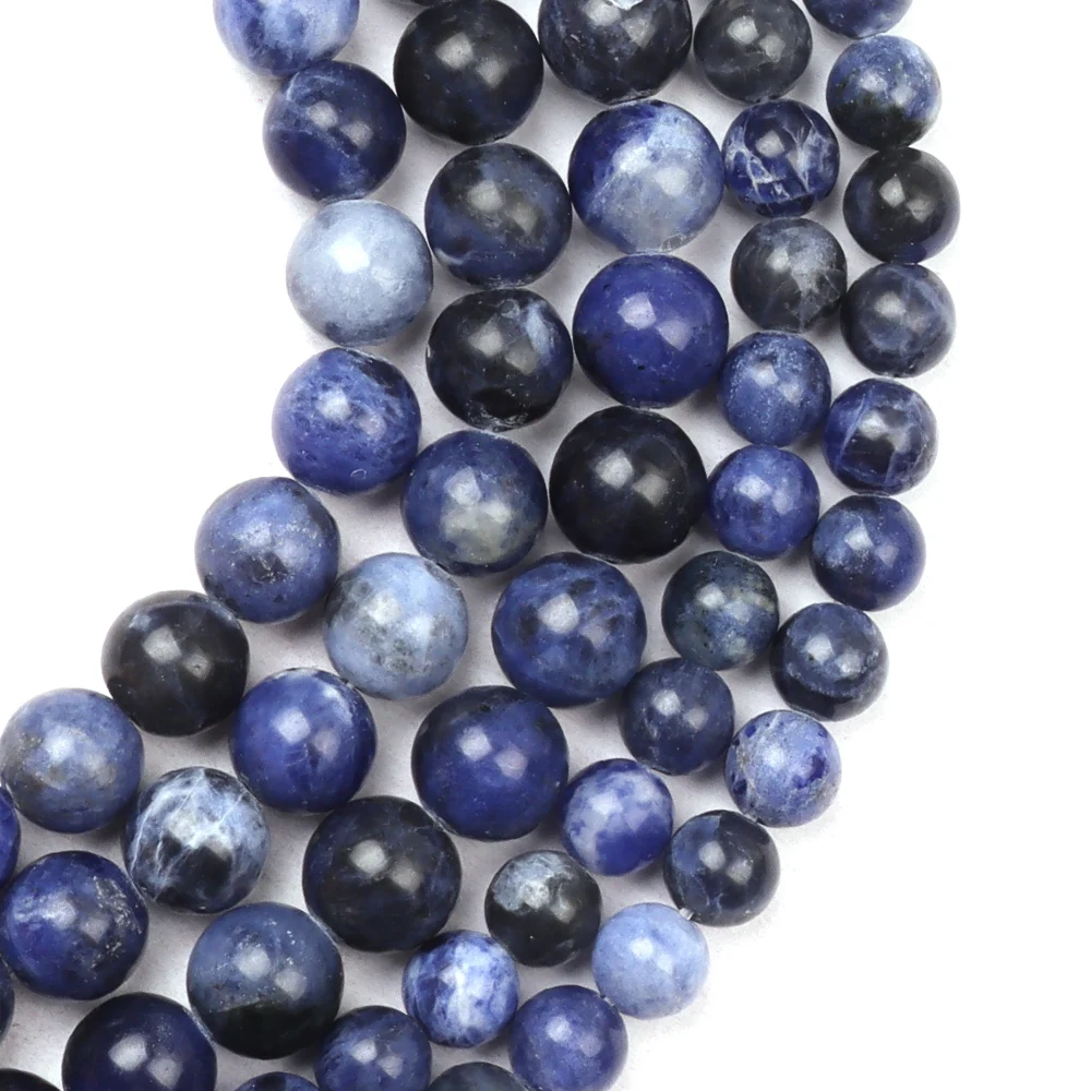 

Natural Gemstone Beads Round Loose Smooth Beads Used to Bracelet Earring Necklace Jewelry Making Blue-vein Stone Beads