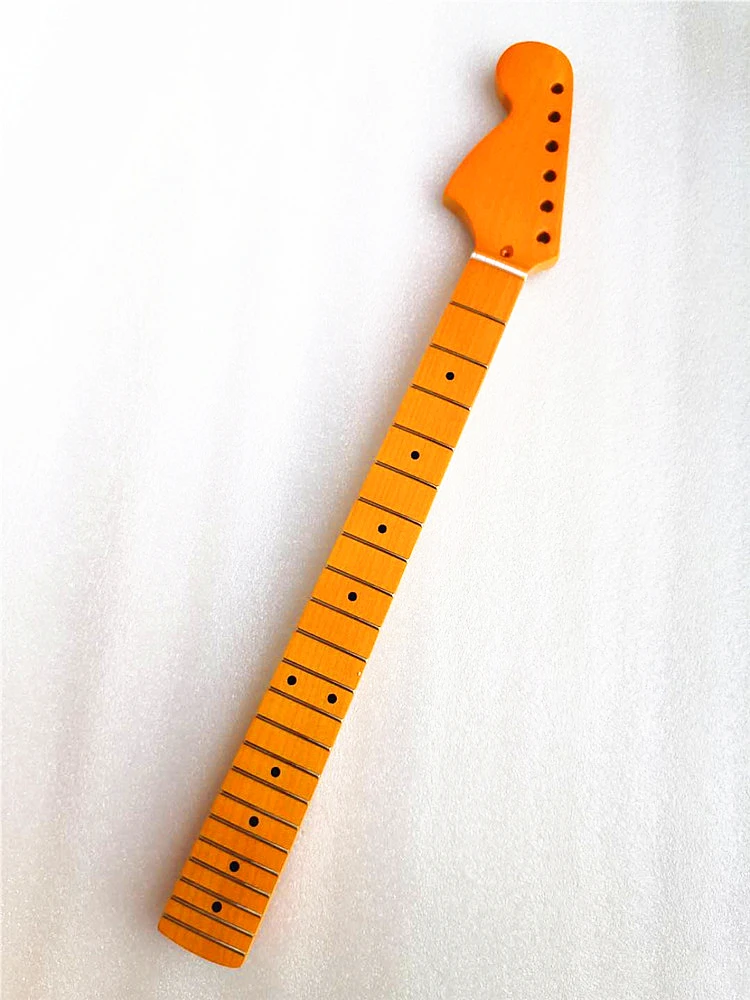 22 Frets Maple Reverse Headstock Right Hand Electric Guitar Neck Yellow Glossy Musical Instruments Accessories