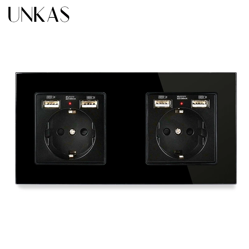 Французская розетка UNKAS европейского стандарта с двумя USB-портами + ТВ RJ11