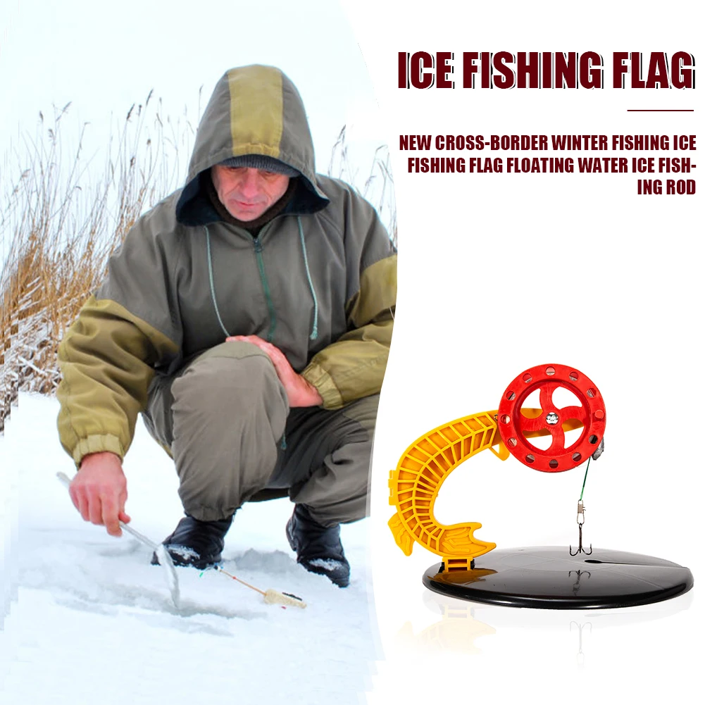 

2pcs Portable Winter Ice Fishing Rod Tip Up With Flags Pole Indicator Equipments Hand-free Compact Pole With/Without Hook Firm