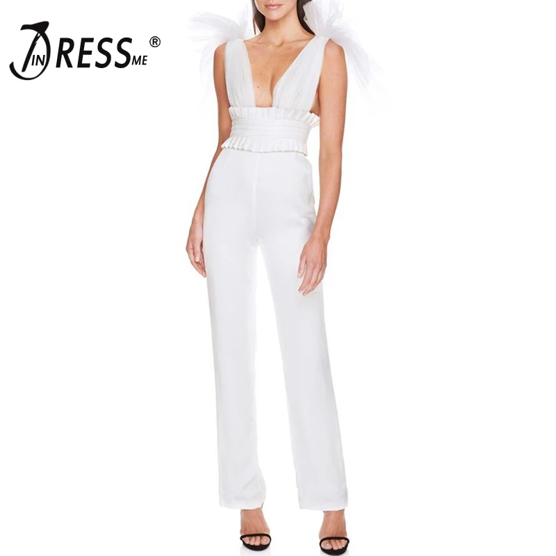 Комбинезон INDRESSM с глубоким V образным вырезом без рукавов открытой спиной