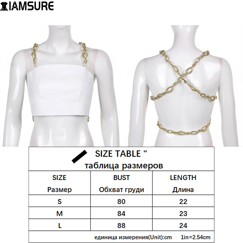 

IAMSURE Sexy Backless Chain Crop Top Party Night Club Wear Sleeveless Tank Top Women 2021 Summer Fashion Streetwear Elegant Lady