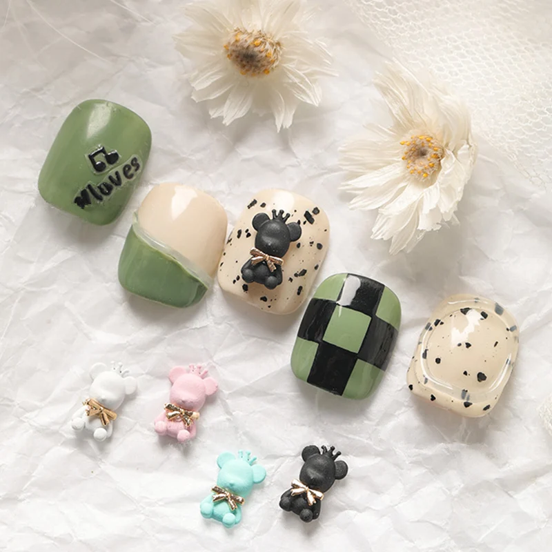 1 шт. металлический медведь украшения для ногтей Лук 3D Подвески макарун DIY Маникюр