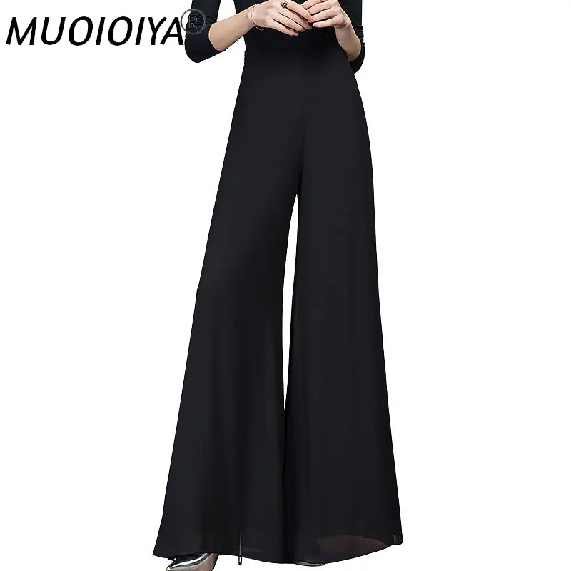 

2021 весенние модные повседневные вертикальные широкие черные брюки с высокой талией для женщин
