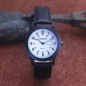 Imported Chaoyada Fashion Men Boys Leather Strap 24 Hours Quartz Wristwatch Students Kids Learning Time High 