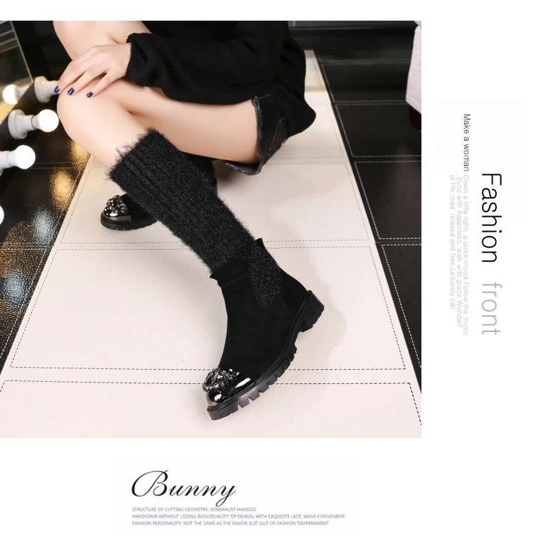 Botas Mujer; зимние вязаные сапоги; женские сапоги до середины икры; Bota Feminina; обувь со стразами; женские эластичные сапоги; Botines Mujer; коллекция года; Zapatos De Mujer