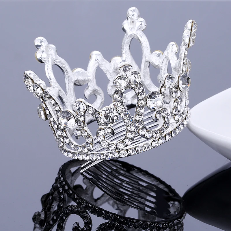 TDQUEEN тиары и короны Золотое посеребренное Покрытие Полный Круглый горный хрусталь кристалл для маленьких девочек Рождественский подарок аксессуары для волос