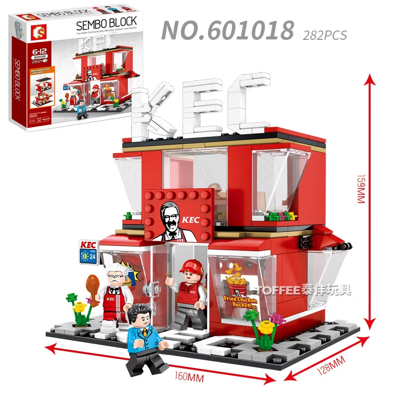 Sembo 610017 Technic Building Block Architecture Legolys City Street View ресторанная лапша Яблочная еда 7 11