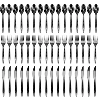 144 pcs plastic golden sharp tool fork spoon set disposable cutlery kit tableware flatware for bbq party for picnic graduation