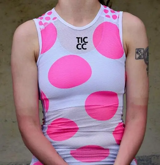 Pink sleeveless Команда RC Велоспорт baselayer женщины в горошек вело-шорты розовый и черный сетки Спортивная одежда из полиэстера Капа де база де Малла - Цвет: Pink sleeveless