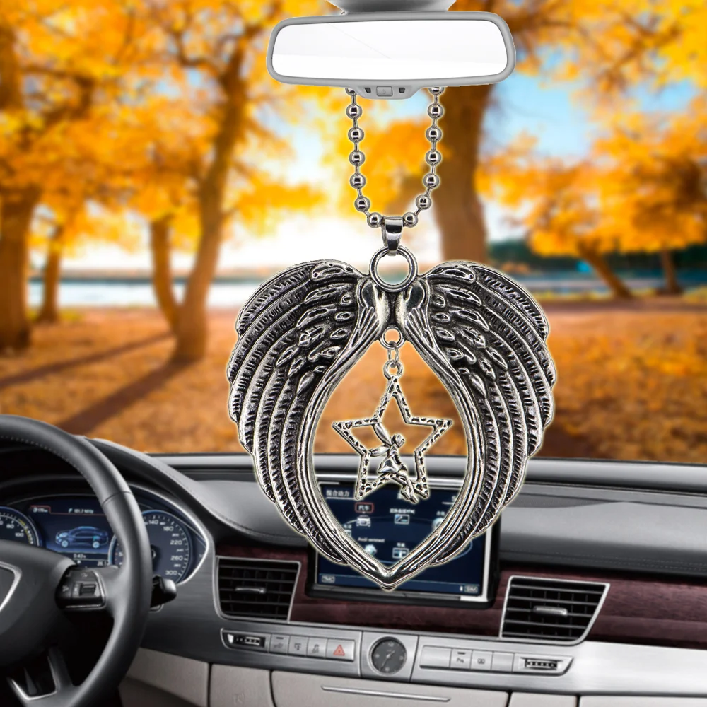 Car Accessories Gifts Hanging Angel Star Angel Wing Car Pendant Rearview Mirror Decoration Ornaments Charms Auto Decoration