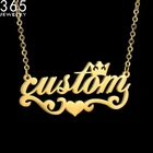 Индивидуальные ожерелья, ожерелье с надписью Crown Bottom Love, цепочка из нержавеющей стали, персонализированные ювелирные изделия, женский подарок на шею