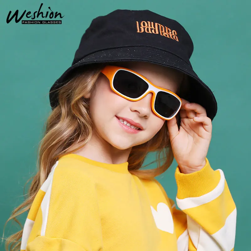 Фото Квадратные брендовые Детские солнцезащитные очки полированные детские для