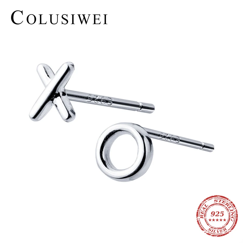 Colusiwei простой минималистичный стержня уха 925 стерлингового серебра Модный Крест