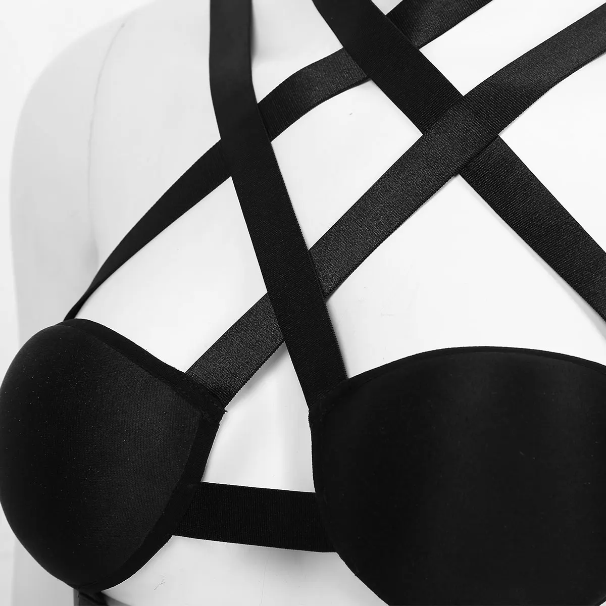 

Sexy Lingerie Women Punk Gothic Body Chest Harness Lingerie Halter Neck Strappy Front Hollow Out Harness Bra Sexy Caged Bra Top