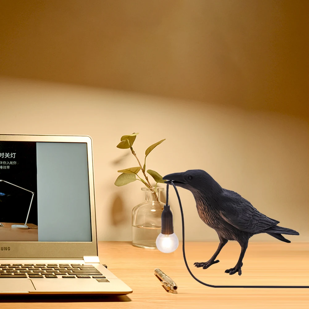 

Animal Bird Table Lamp Aisle Bedside Lamp Lucky Bird Bedroom Decor Nordic Led Table Lamp Resin Crow Desk Lamp Wall Light