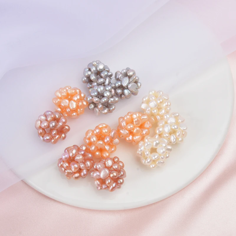 Женские серьги кольца из серебра 925 пробы с натуральным пресноводным