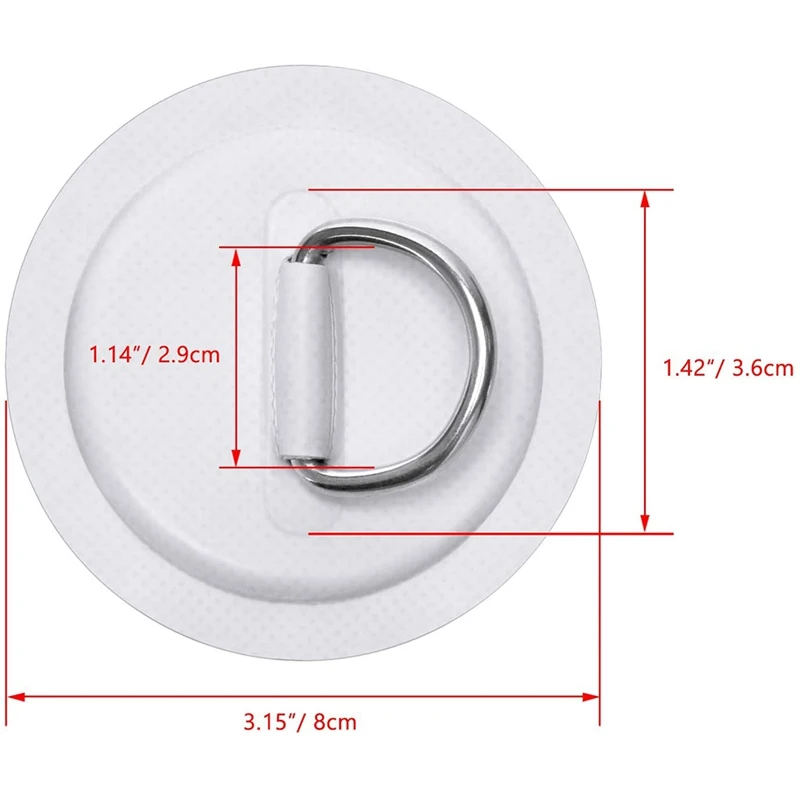

6Pcs 3.15Inch Stainless Steel D-Ring Patch for Inflatable Boat Kayak Dinghy Paddleboard Canoe Rafting Accessories