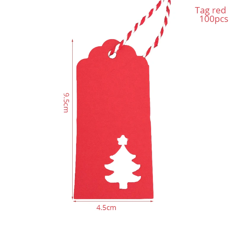 100pcs tags WEIGAO милый олень дерево Подарочная коробка конфеты сумки Счастливого Рождества пакет для печенья на год рождественские вечерние подарочные пакеты пластиковые пакеты - Цвет: 100pcs tags