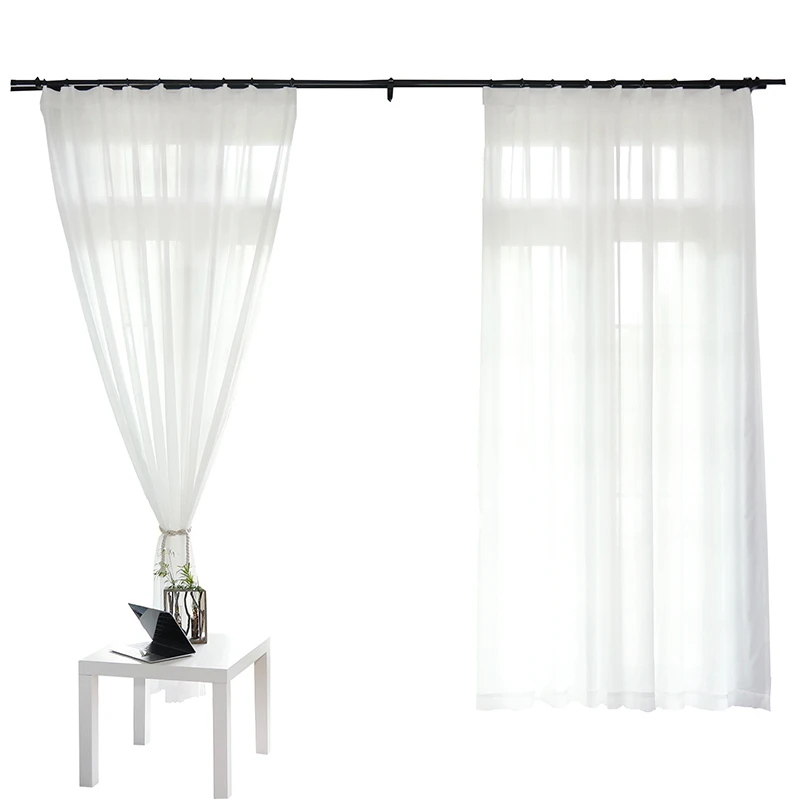 

White Tulle Curtains for Living Room Decoration Modern Chiffon Solid Sheer Voile Kitchen Curtain