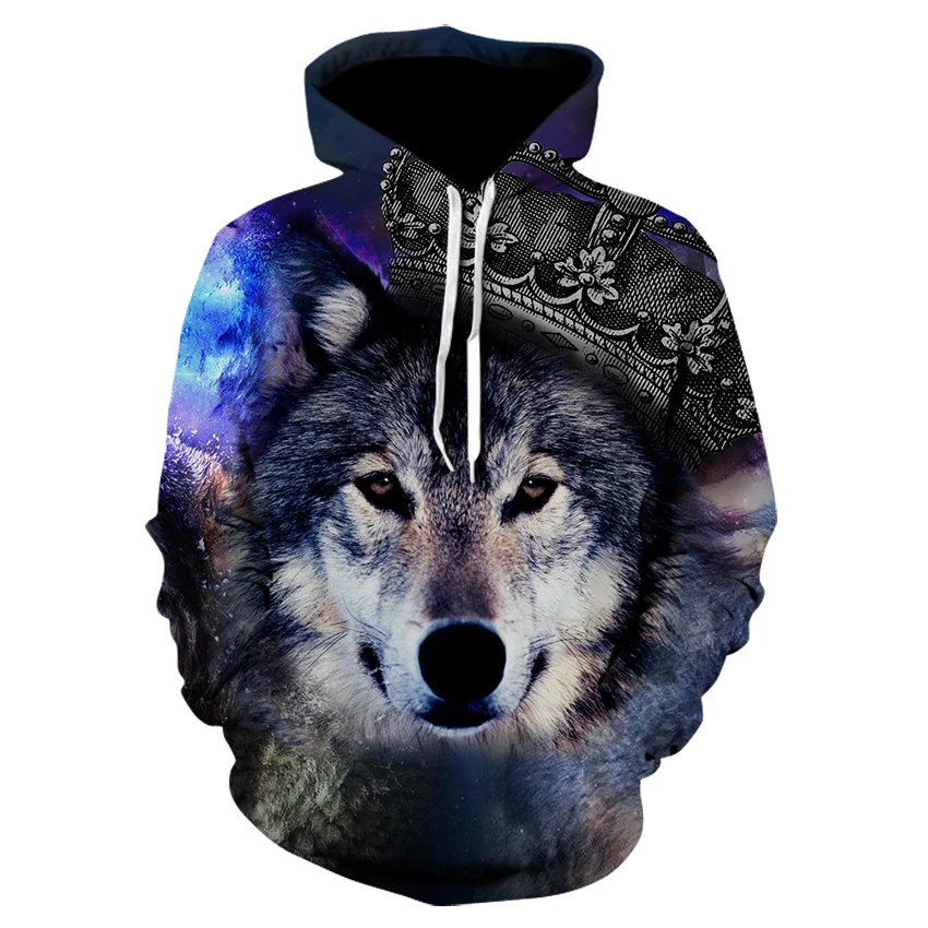 

Spring and Autumn New Trend 3D Printing Cool Wolf Head Men's and Women's Fashion Hoodie Tops