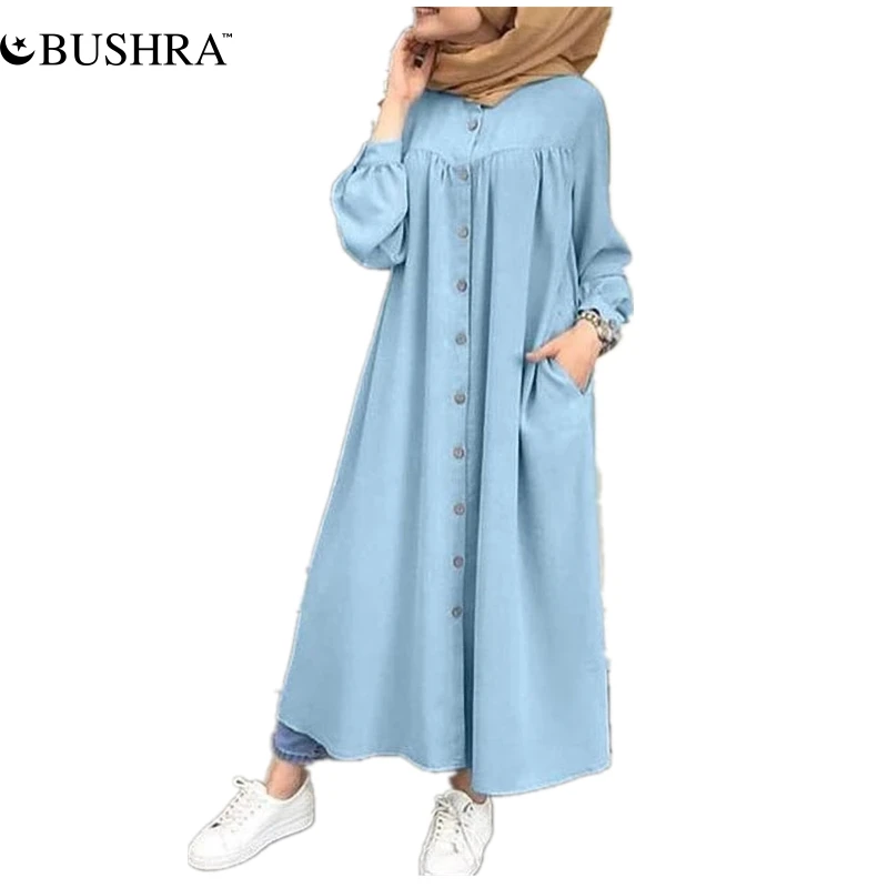Женское платье рубашка с длинным рукавом на пуговицах|Мусульманская одежда| |