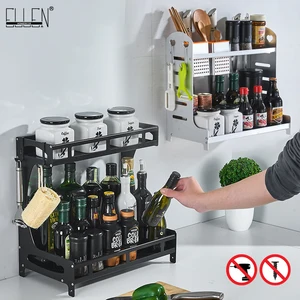 Эллен, кухонный органайзер для хранения приправ, Рабочая поверхность, черная полка, EL698